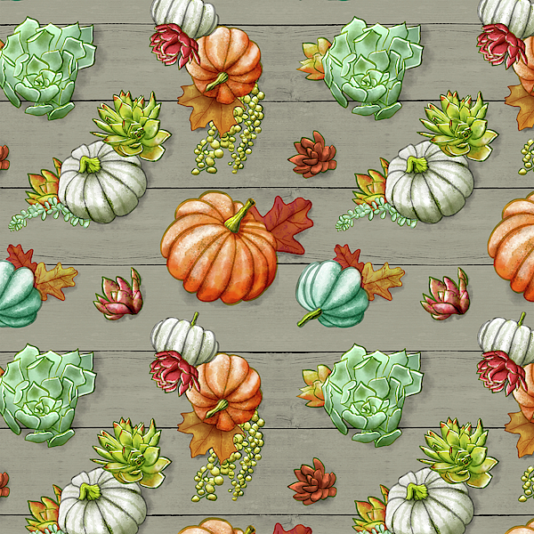 Wood Fall Pumpkin Succulent Pattern by Jen Montgomery by Jen Montgomery Wood Fall Pumpkin Succulent Pattern by Jen Montgomery by Jen Montgomery